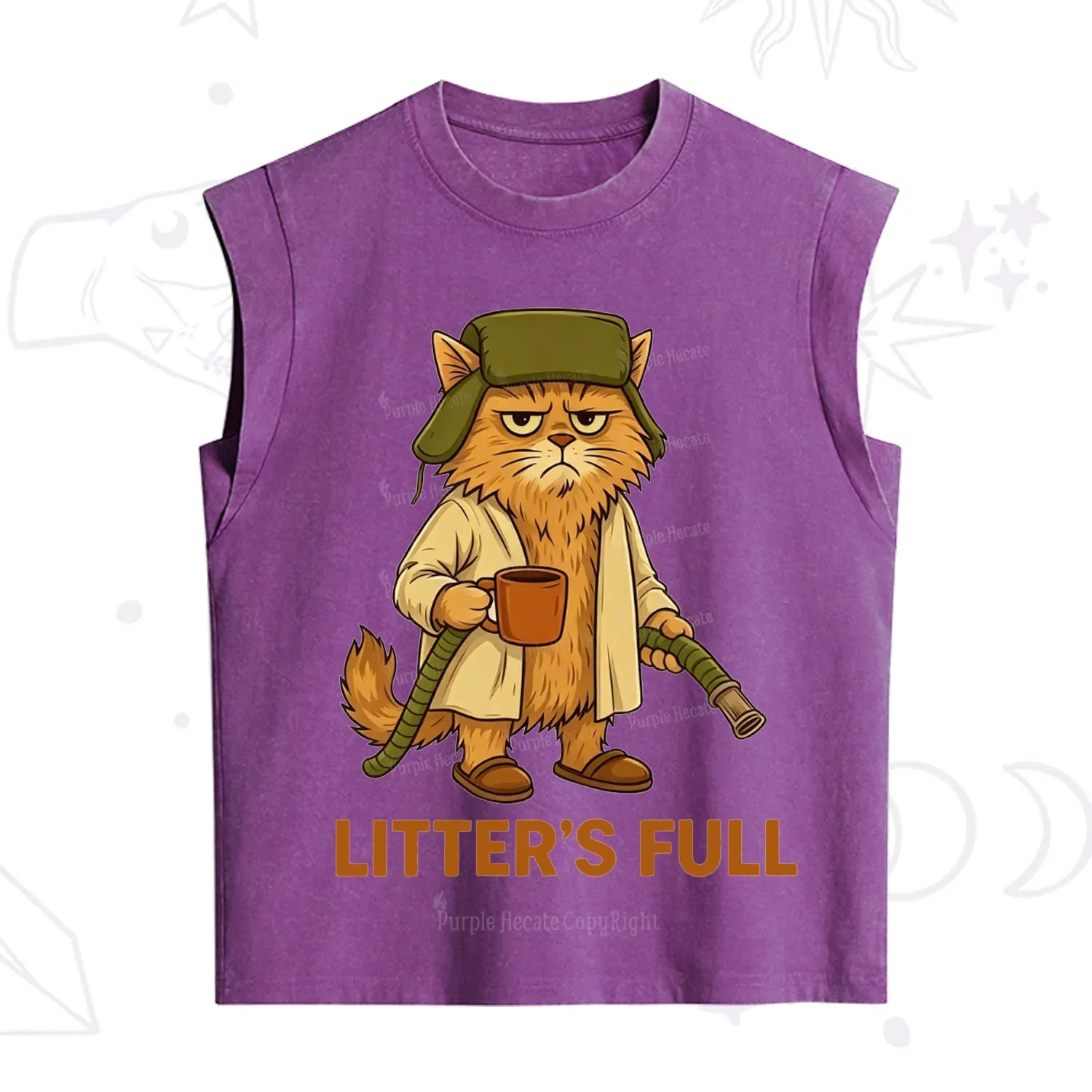 Purplehecate Litter's Full Funny Cat Vintage Washed Tank
