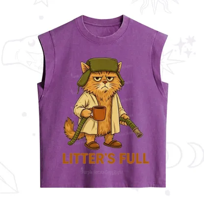 Purplehecate Litter's Full Funny Cat Vintage Washed Tank