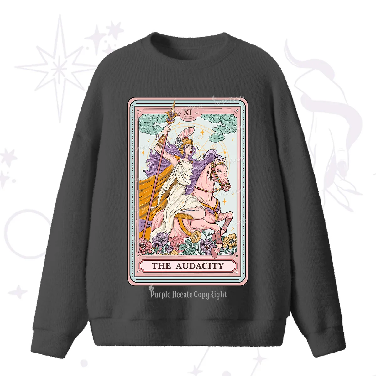 Purplehecate The Audacity Tarot Card Fuzzy Ugly Sweater