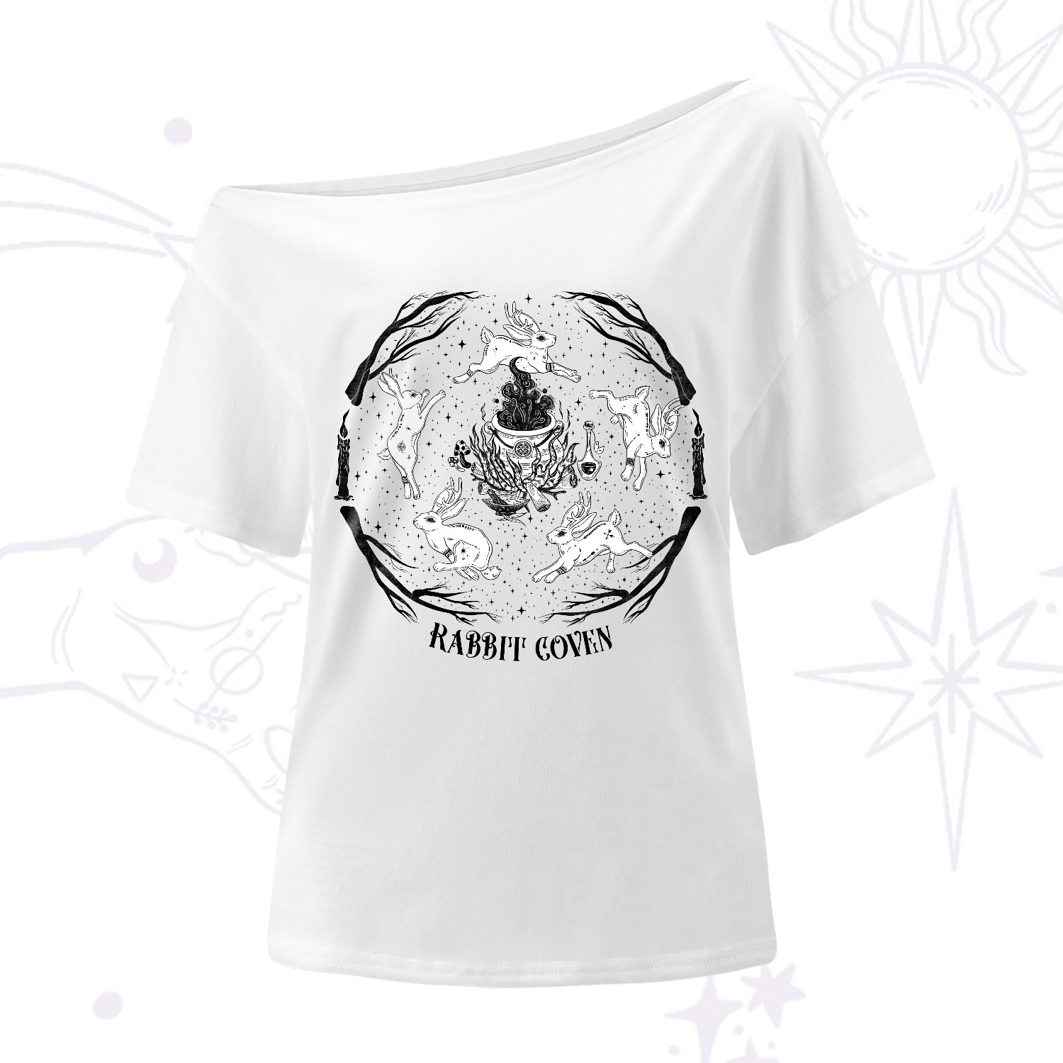 Purplehecate Rabbit Coven One-Shoulder T-Shirt