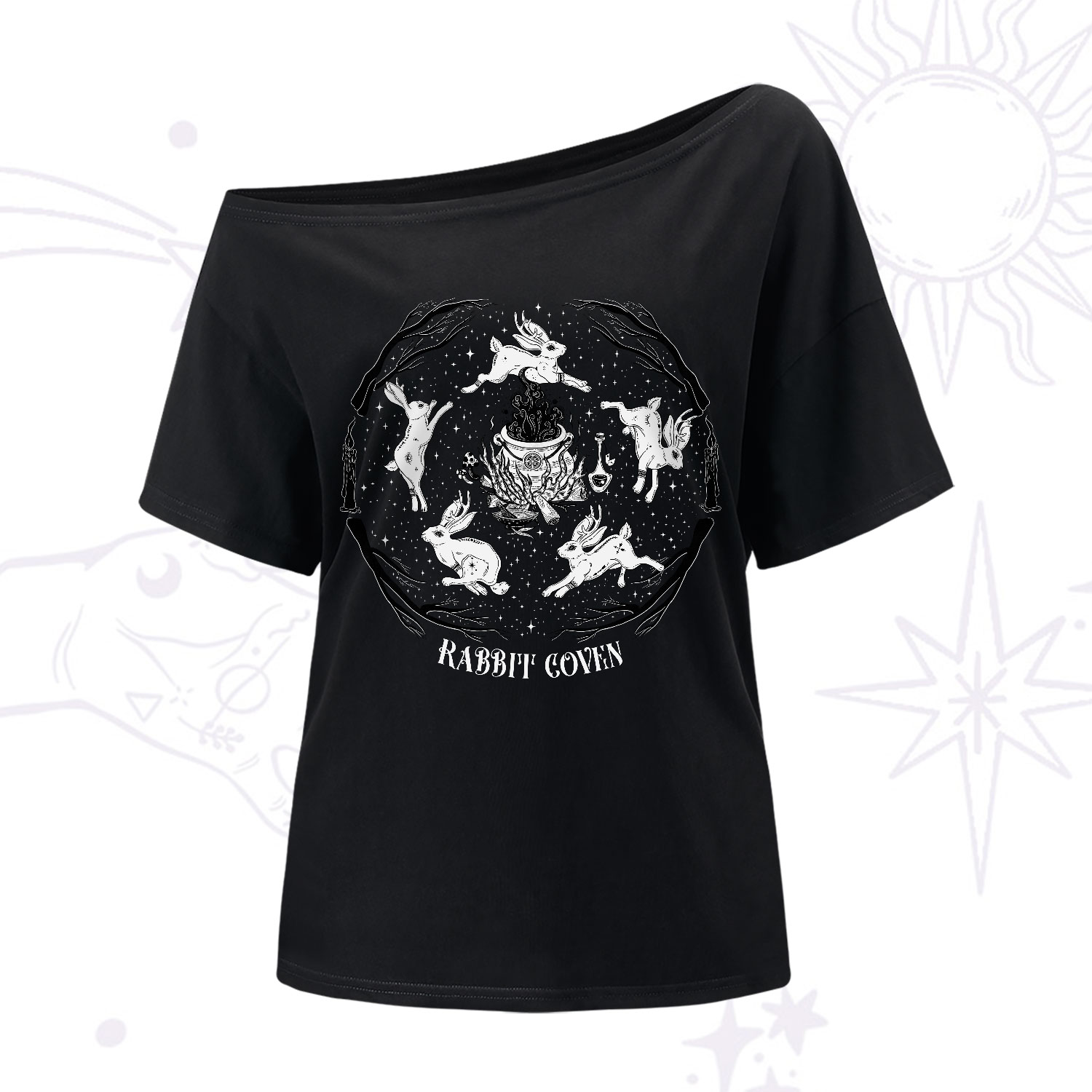 Purplehecate Rabbit Coven One-Shoulder T-Shirt