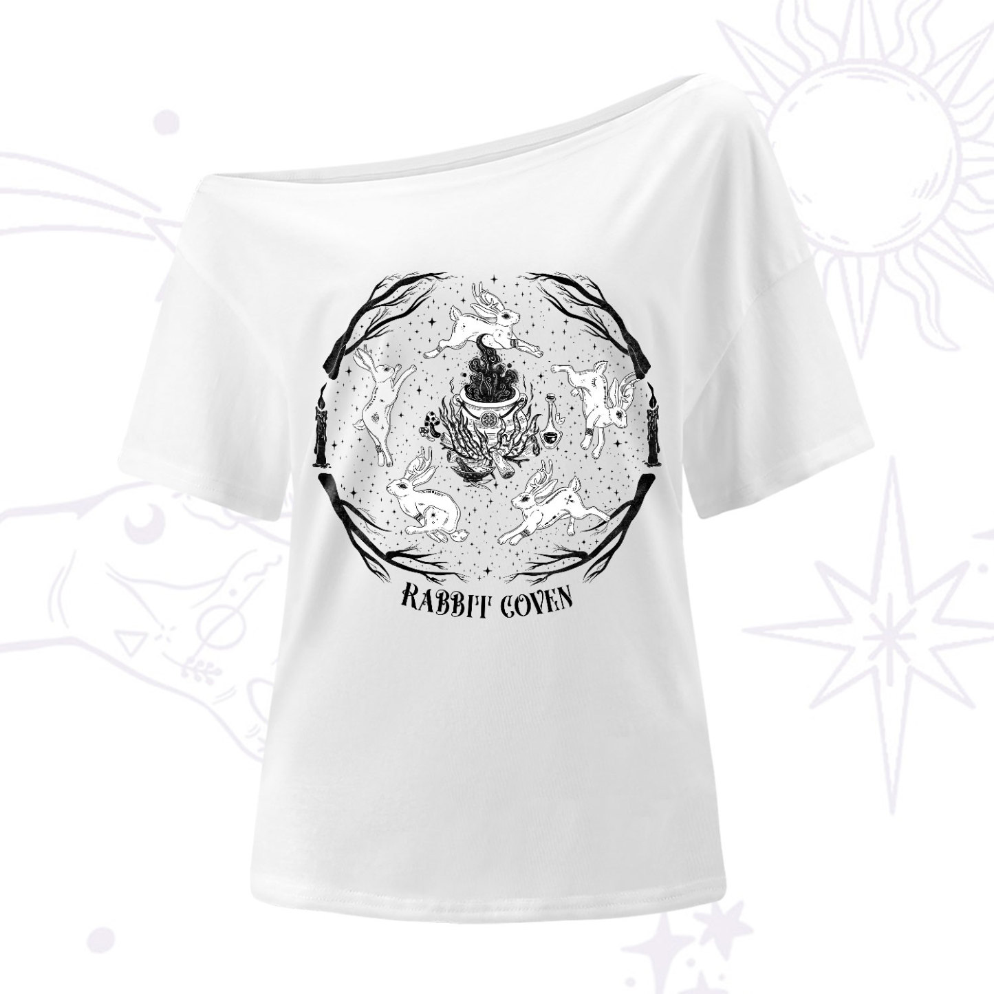 Purplehecate Rabbit Coven One-Shoulder T-Shirt