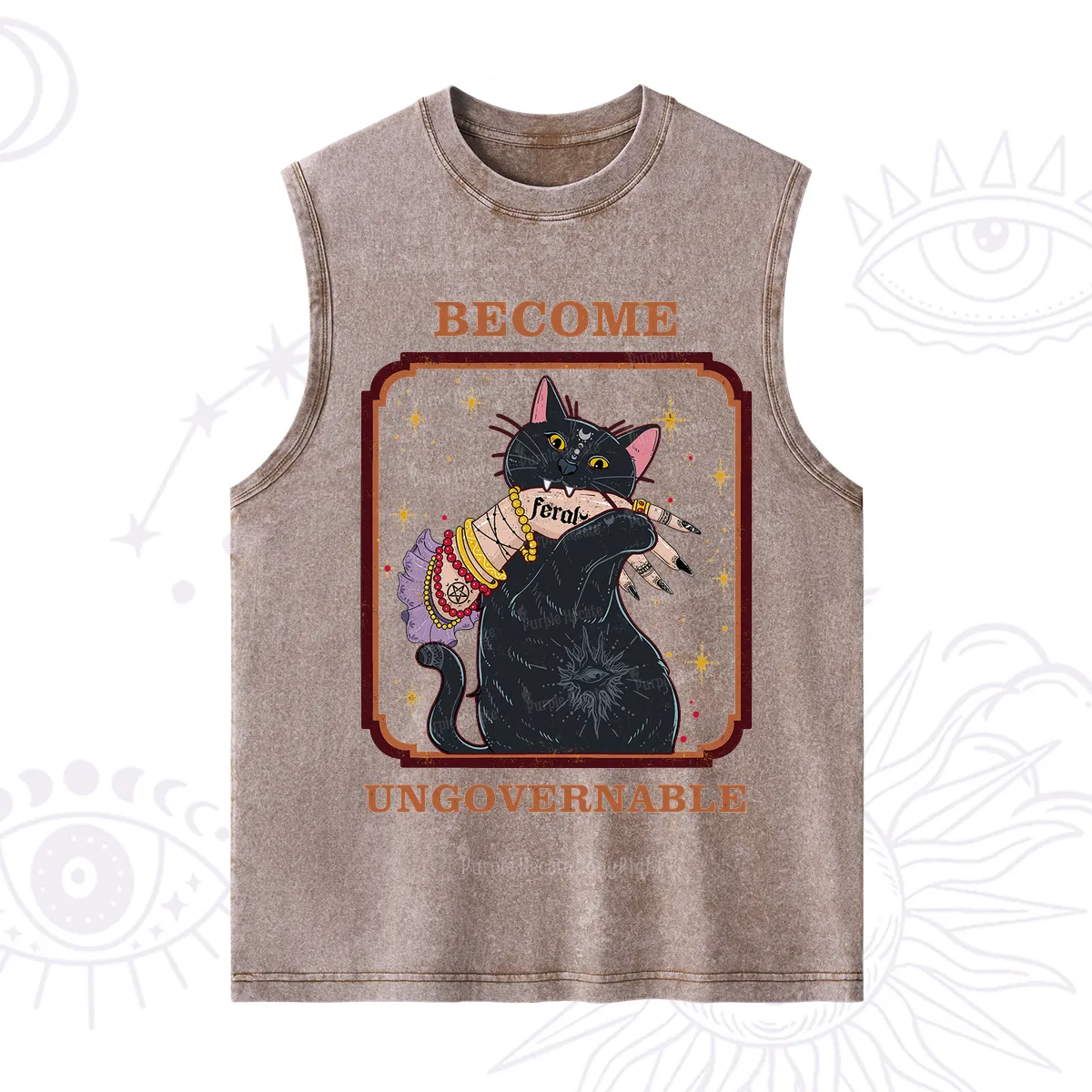 Purplehecate Become Ungovernable Cat Washed Tank