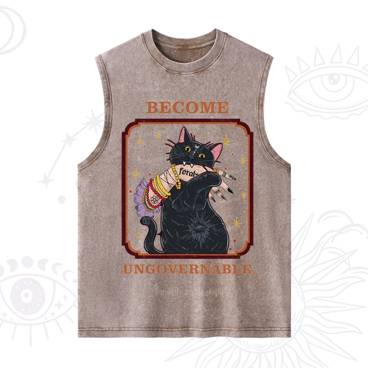 Purplehecate Become Ungovernable Cat Washed Tank
