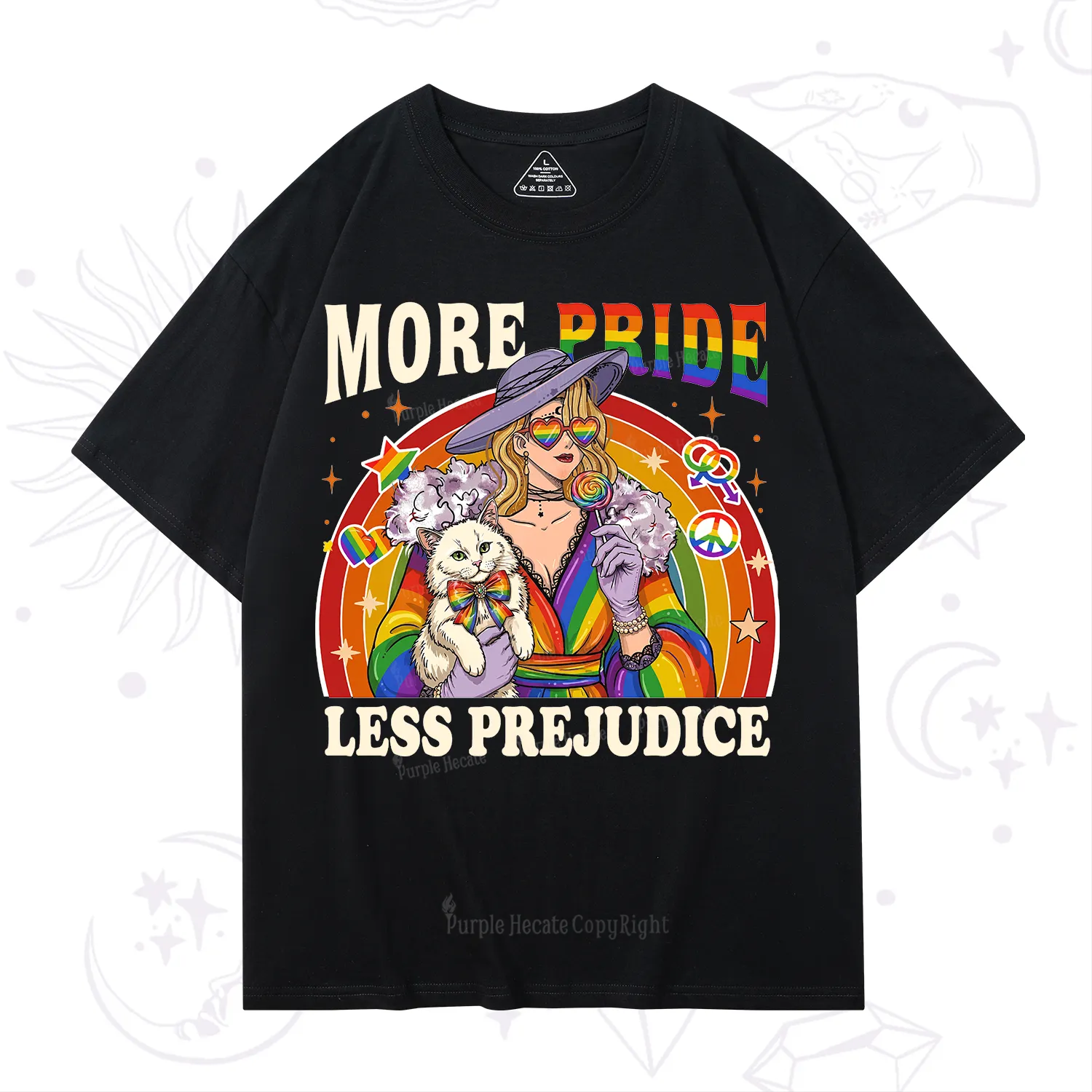 Purplehecate More Pride Less Prejudice Rainbow T-Shirt