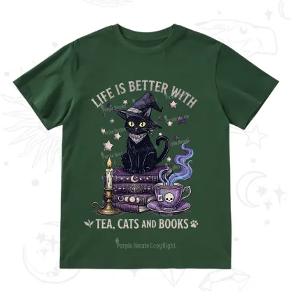 Purplehecate Life Is Better With Cats And Books T-Shirt