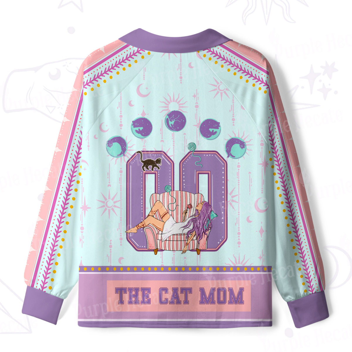 Purplehecate The Cat Mom Long Sleeve Jersey Shirt