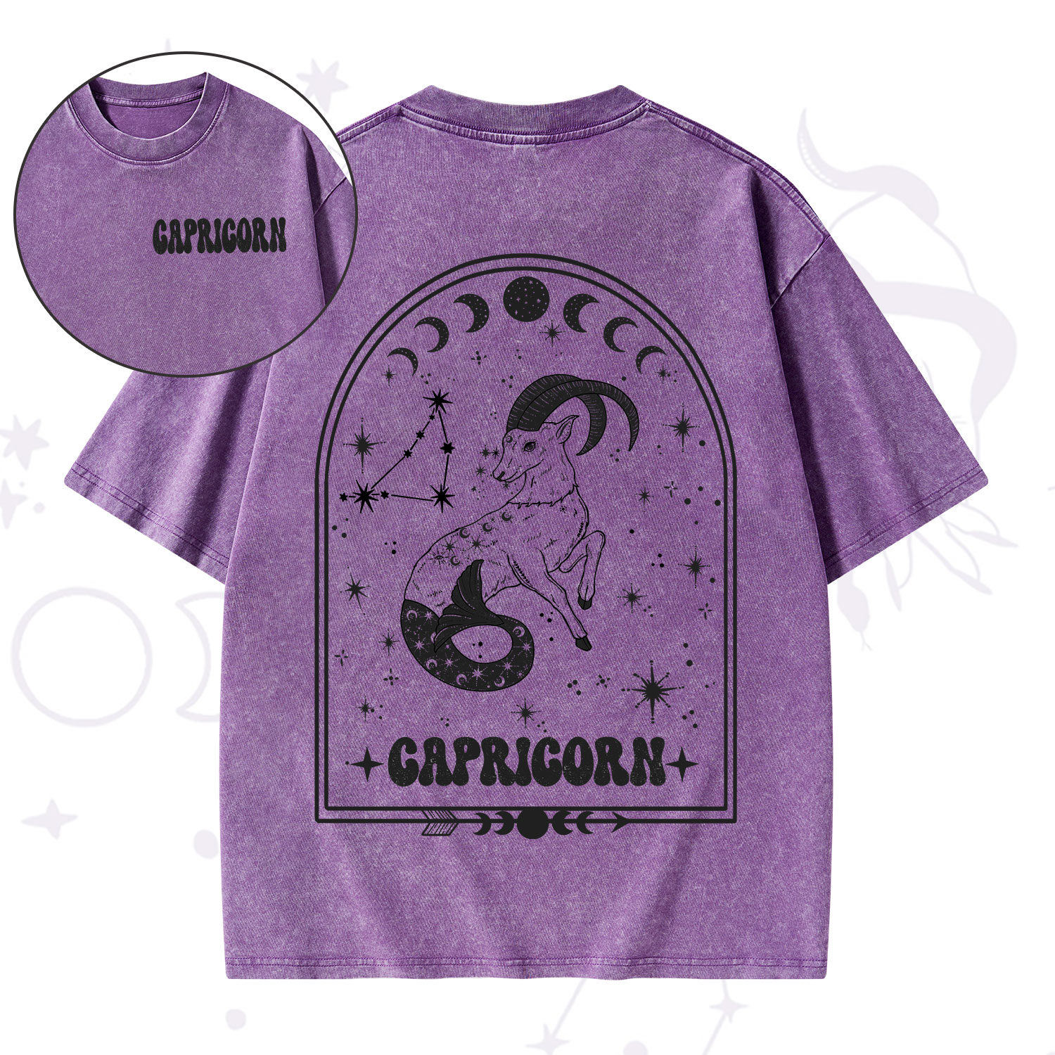 Purplehecate Zodiac Capricorn Under the Stars Washed T-Shirt