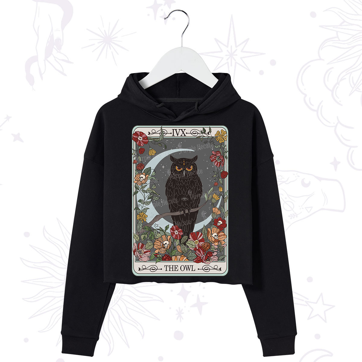 Purplehecate The Owl Tarot Crop Hoodie