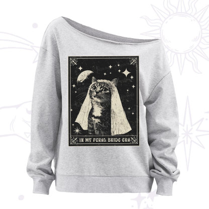 Purplehecate Cat In My Feral Bride Era Bachelorette Off The Shoulder Sweatshirt