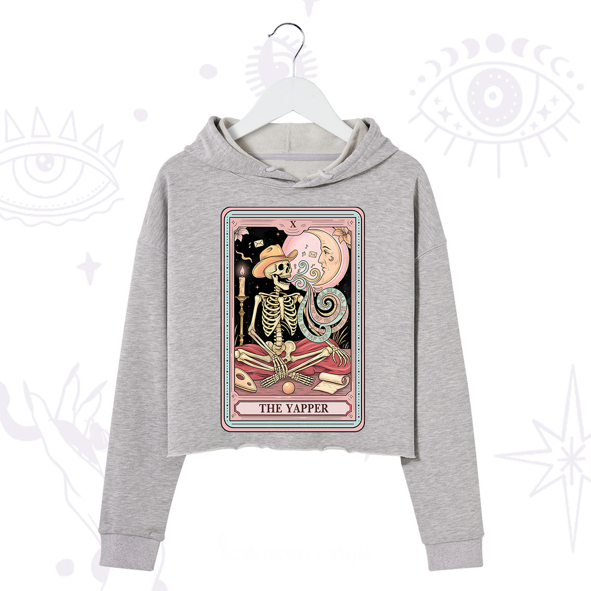 Purplehecate The Skeleton Yapper Tarot Crop Hoodie