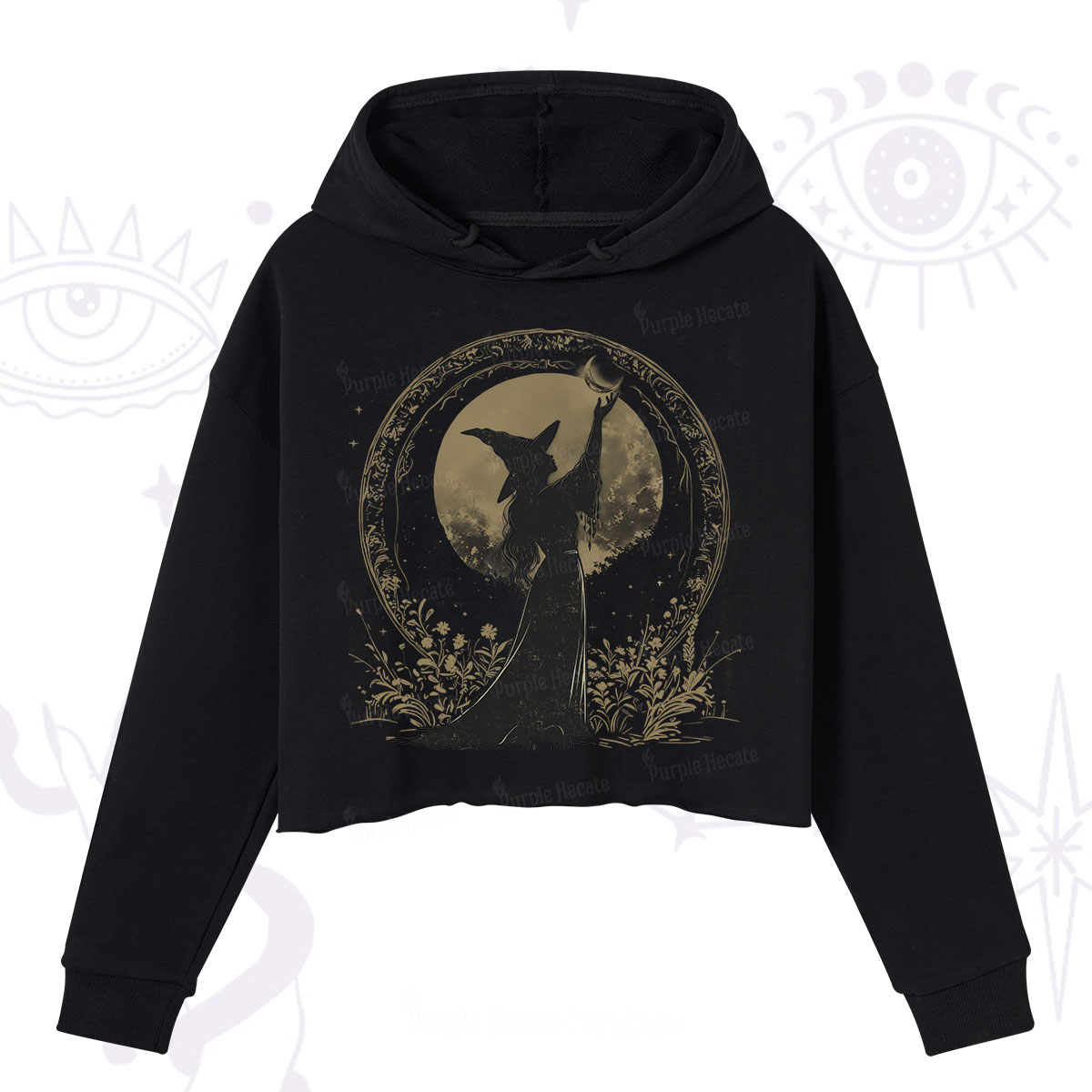 Purplehecate The Moon Witch Crop Hoodie