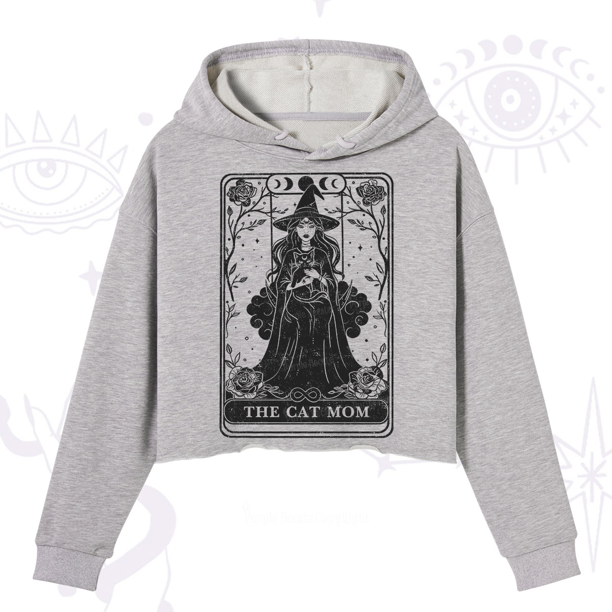 Purplehecate The Witch Cat Mom Tarot Crop Hoodie