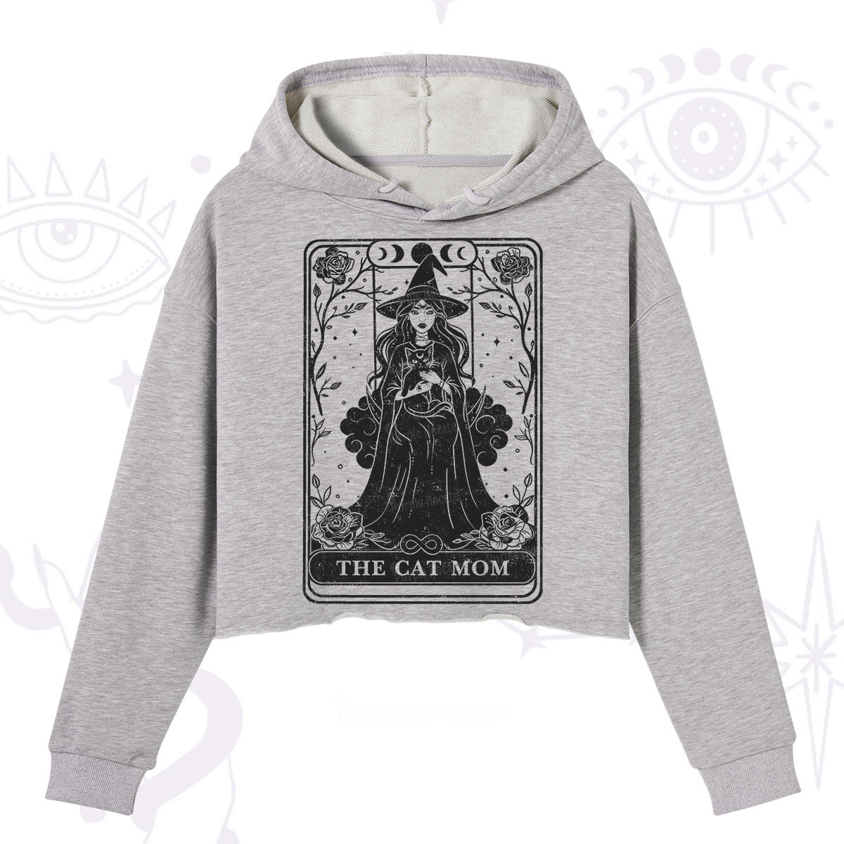 Purplehecate The Witch Cat Mom Tarot Crop Hoodie