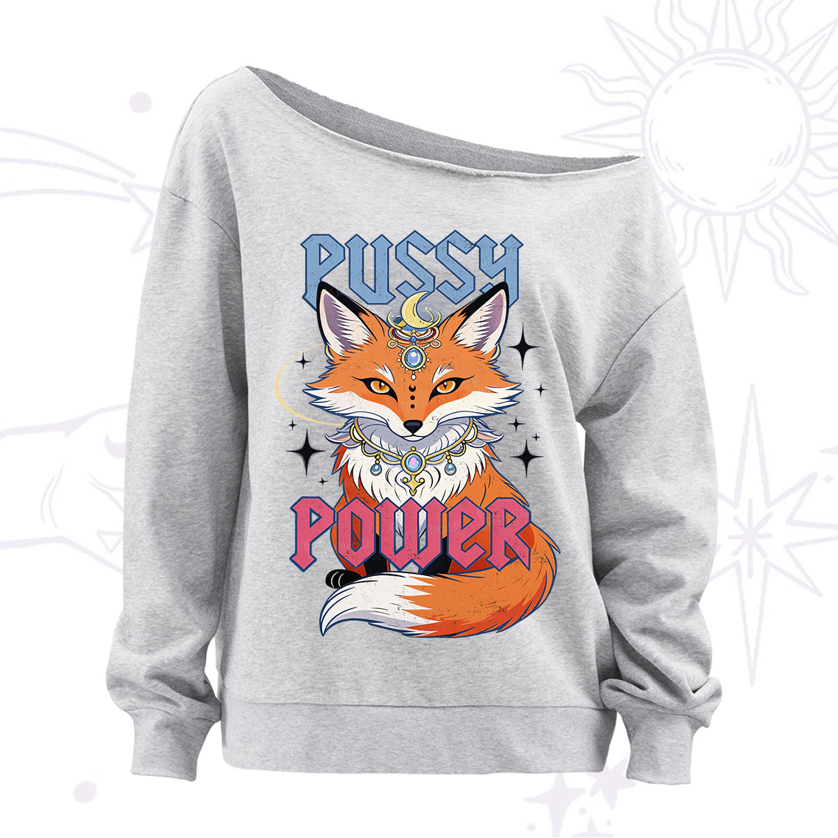 Purplehecate Pussy Power Off The Shoulder Sweatshirt