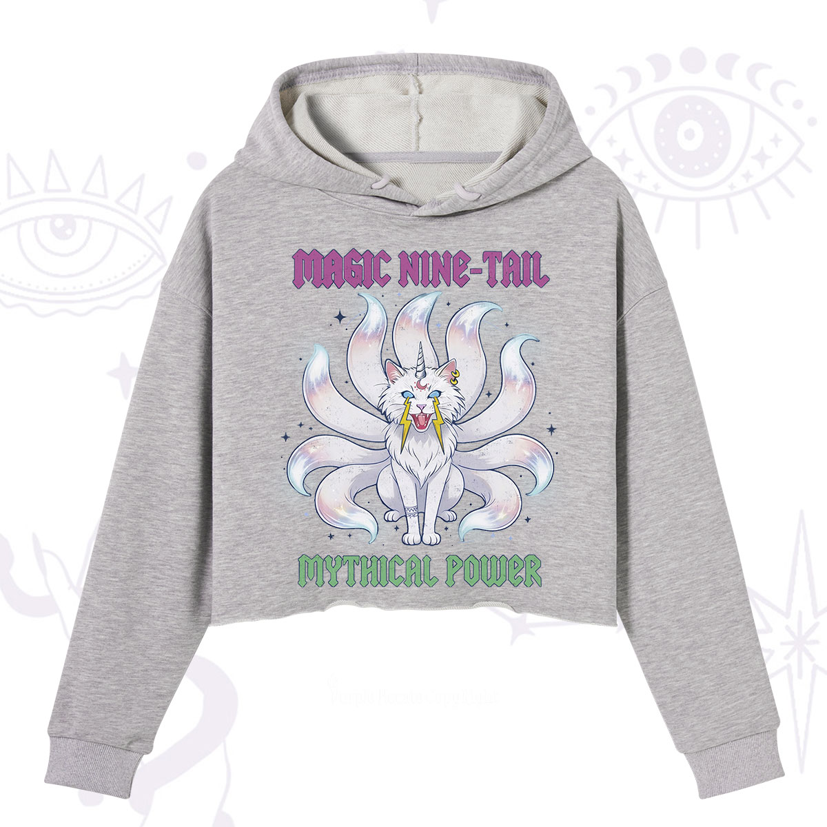 Purplehecate Magic Nine Tail Cat Crop Hoodie