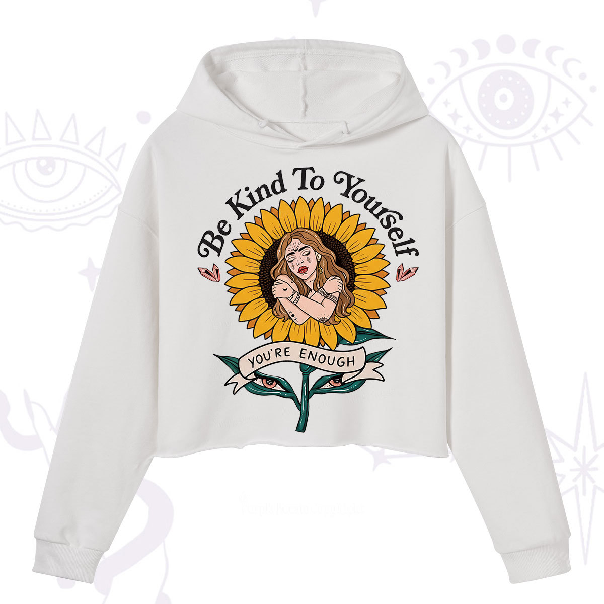 Purplehecate Be Kind To Yourself Crop Hoodie