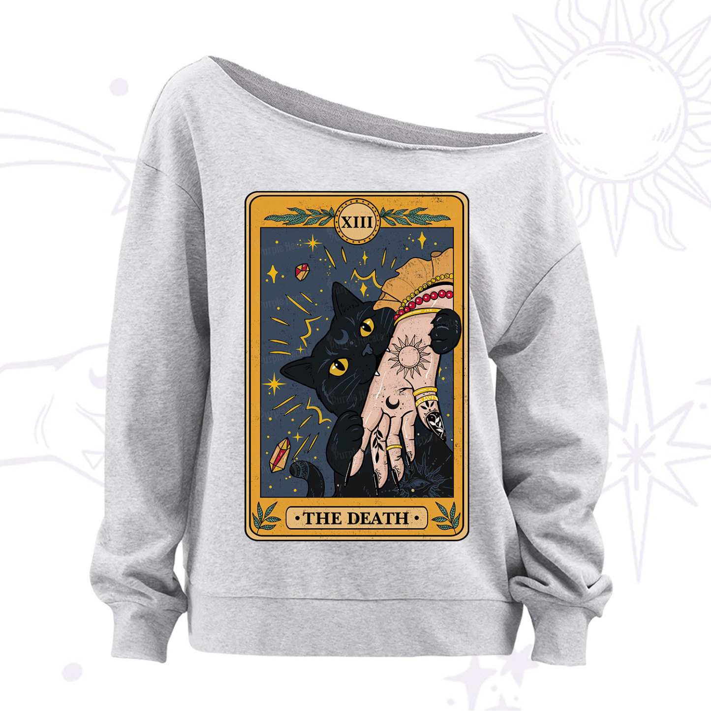Purplehecate The Death Tarot Card Off The Shoulder Sweatshirt