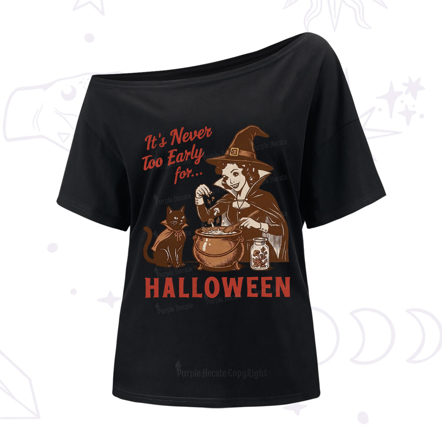 Purplehecate Never too Early for Halloween One Shoulder T-Shirt