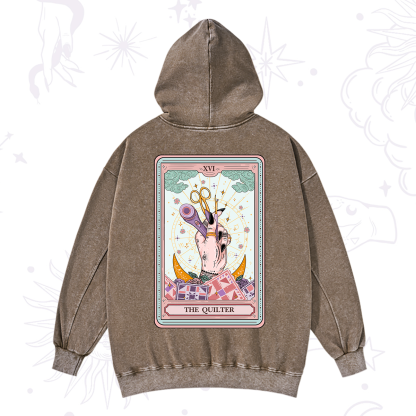 Purplehecate The Quilter Tarot Card Washed Hoodie