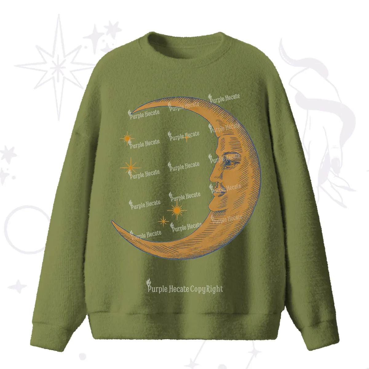 Purplehecate Celestial Moon Fuzzy Ugly Sweater