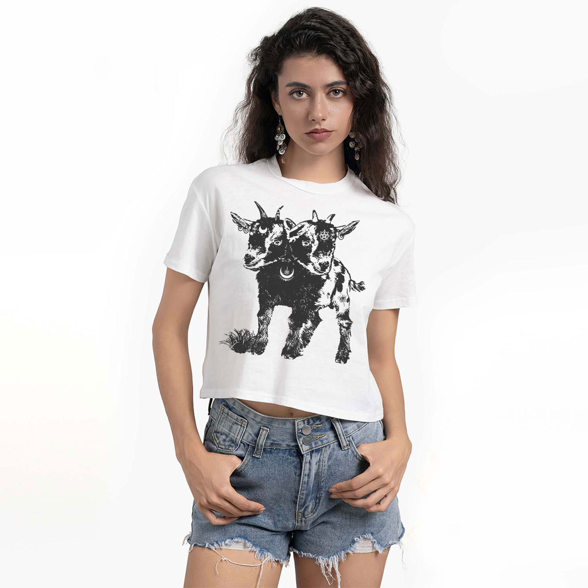 Purplehecate Two Headed Goat Crop T-Shirt