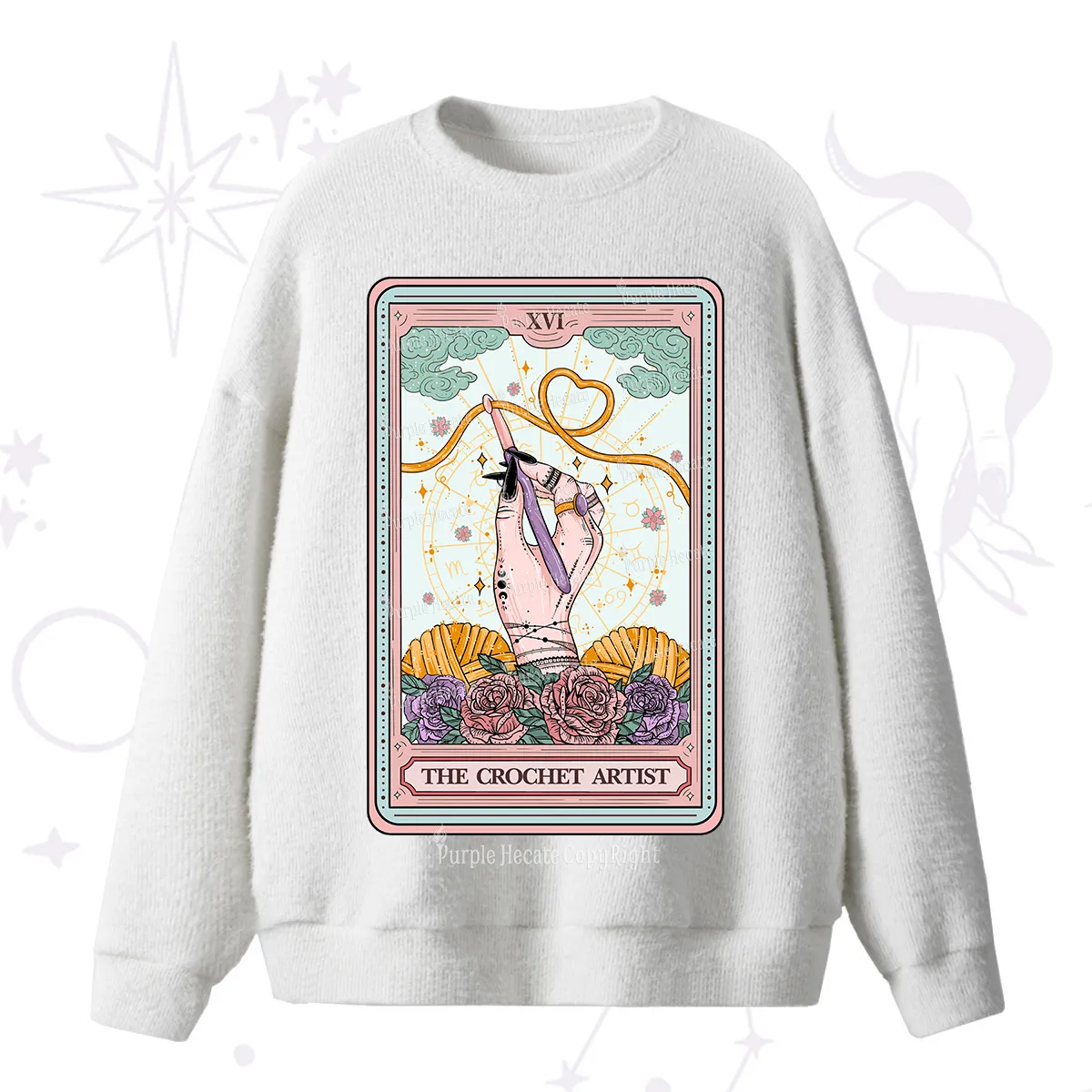 Purplehecate The Crochet Artist Tarot Card Fuzzy Ugly Sweater
