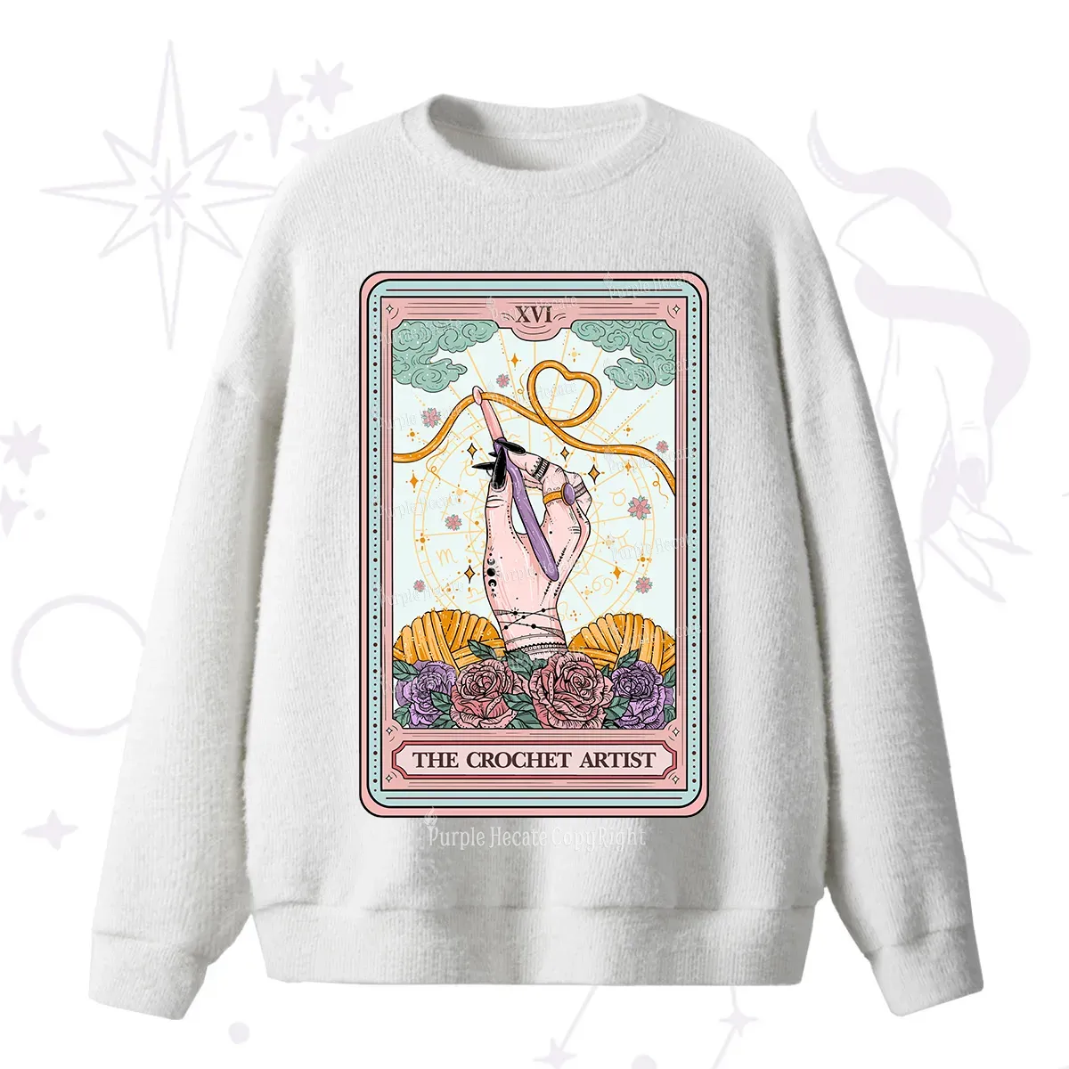 Purplehecate The Crochet Artist Tarot Card Fuzzy Ugly Sweater
