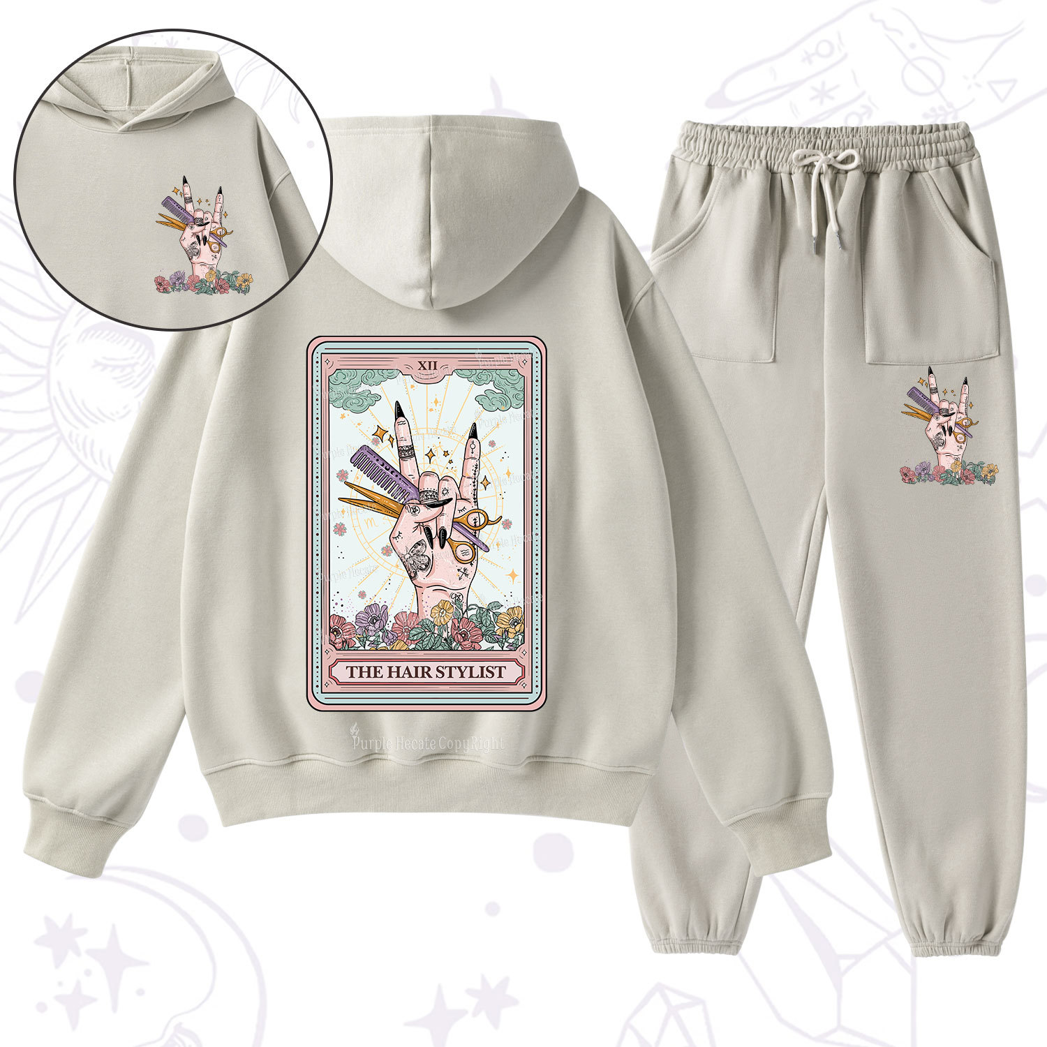 Purplehecate The Hair Stylist Tarot Fleece Hoodie Suit
