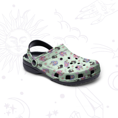 Purplehecate Magical Cat Skeleton Mom Rubber Clogs