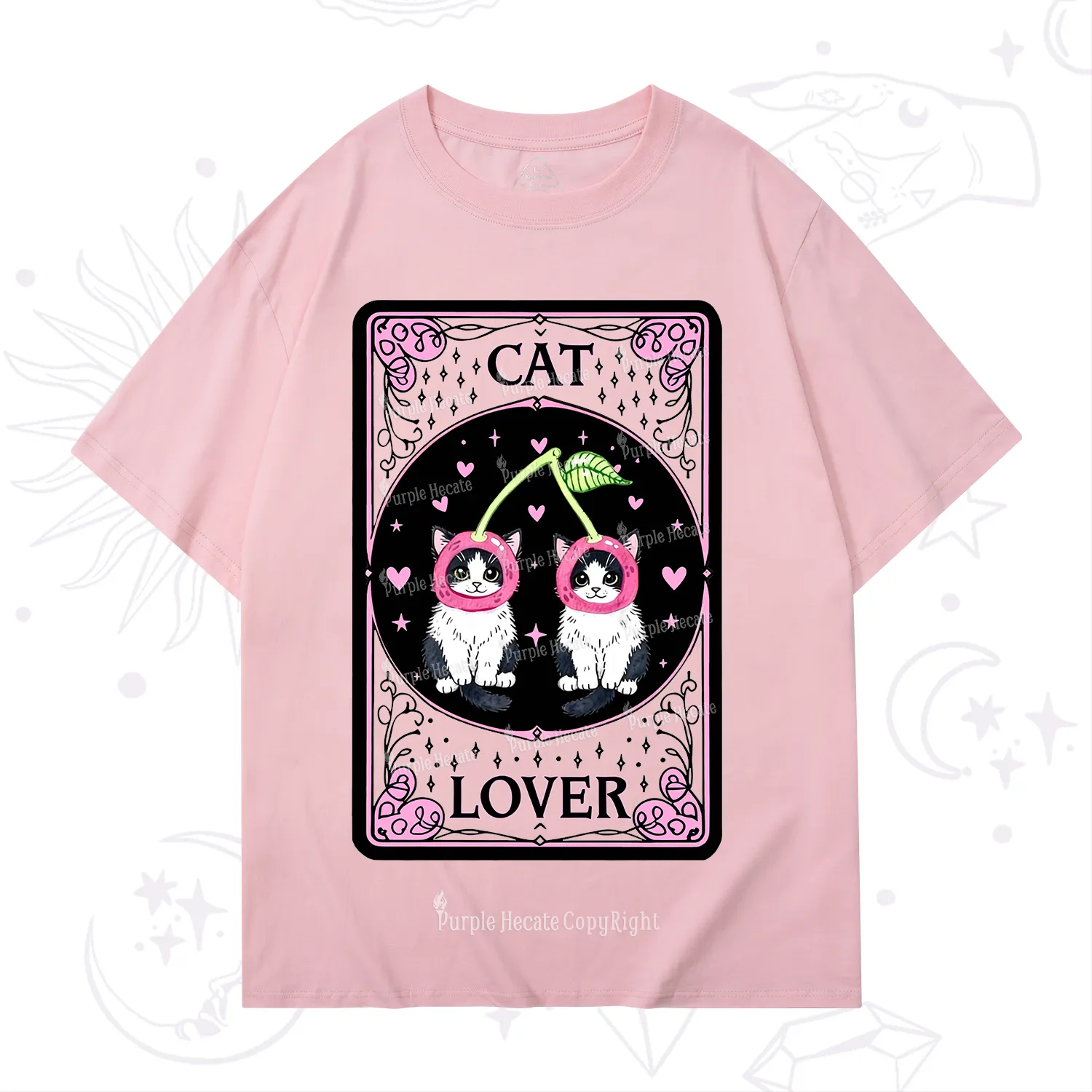 Purplehecate The Lovers Cherry Cat Tarot T-Shirt