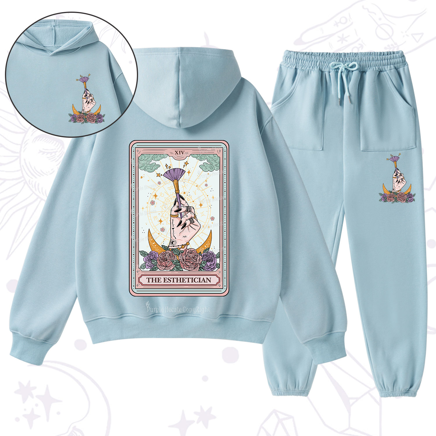 Purplehecate The Esthetician Tarot Card Fleece Hoodie Suit