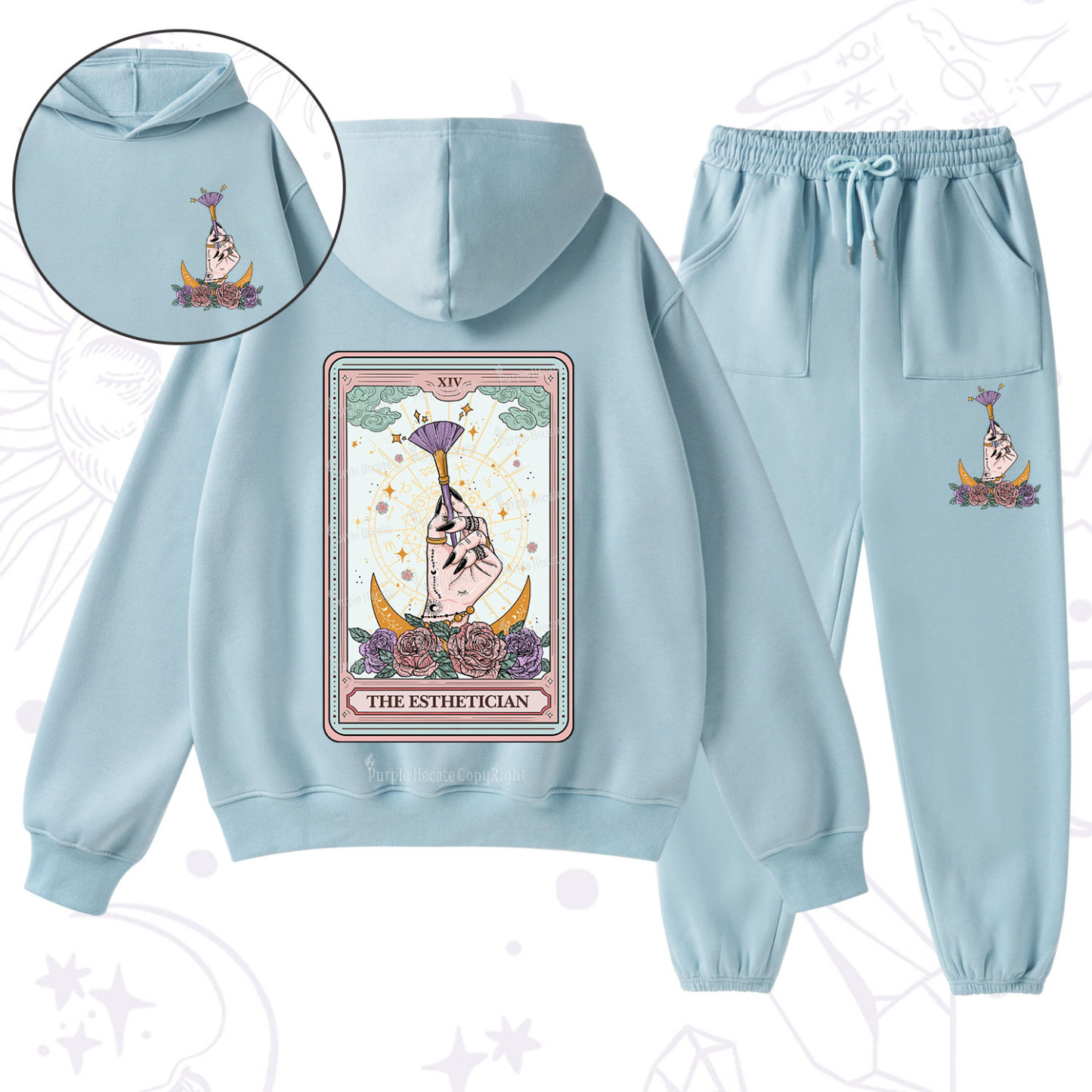 Purplehecate The Esthetician Tarot Card Fleece Hoodie Suit
