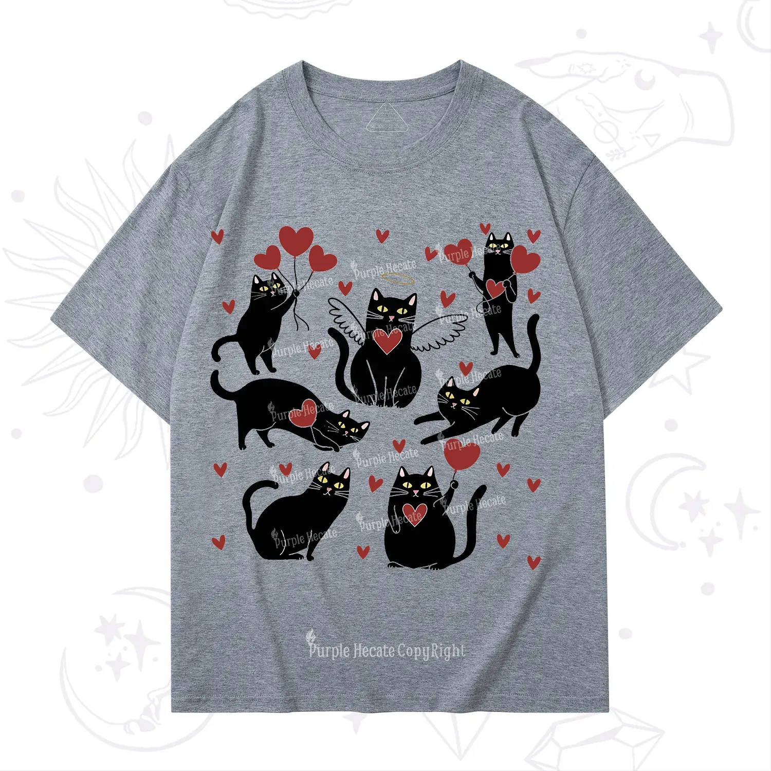 Purplehecate Meowy Valentine's Romantic Cat Valentine T-Shirt