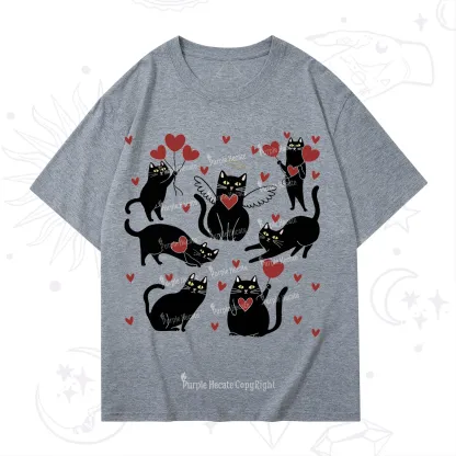 Purplehecate Meowy Valentine's Romantic Cat Valentine T-Shirt