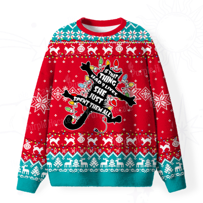 Purplehecate Nine Lives Gone Wrong Fuzzy Ugly Christmas Sweatshirt