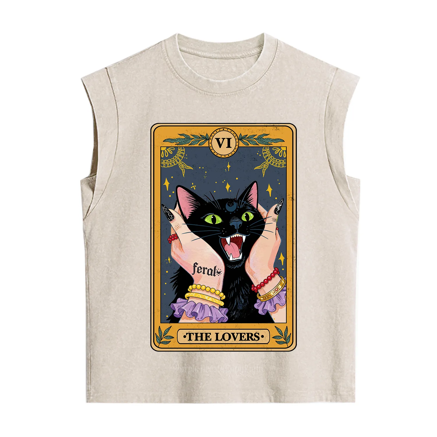 Purplehecate The Lovers Tarot Feral Cat Vintage Washed Tank