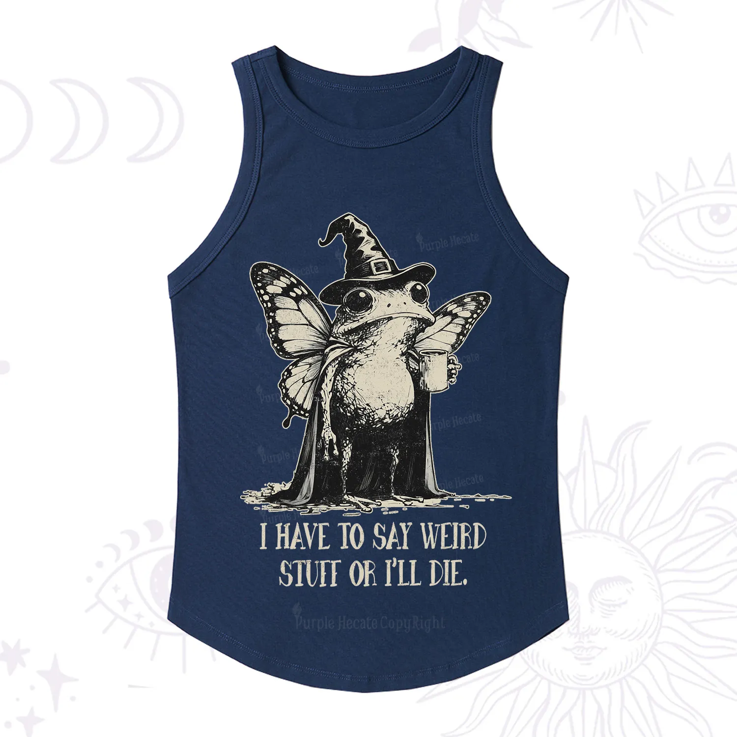 Purplehecate I Have to Say Weird Stuff Or I'll Die Racerback Tank Top