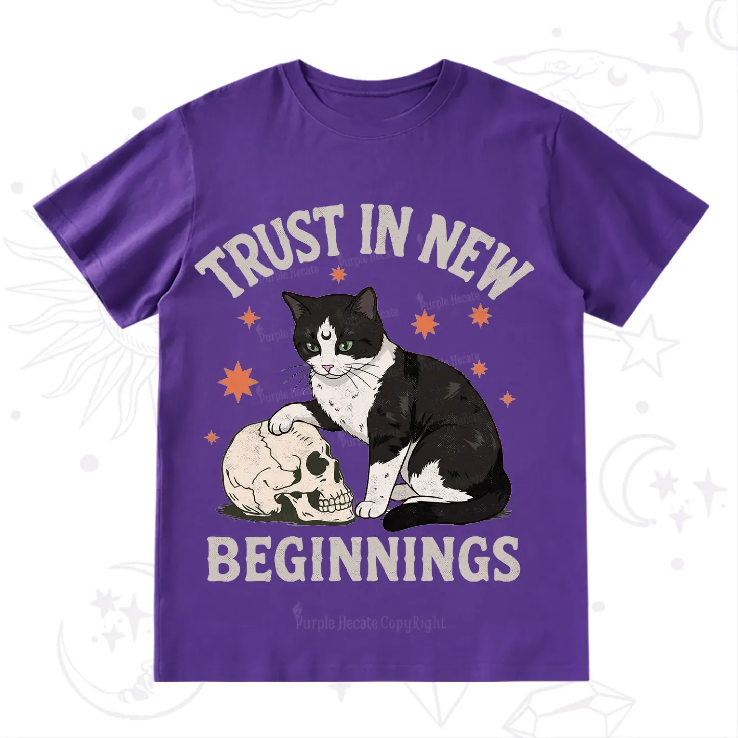 Purplehecate Trust In New Beginnings Cat T-Shirt
