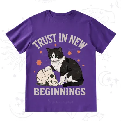 Purplehecate Trust In New Beginnings Cat T-Shirt