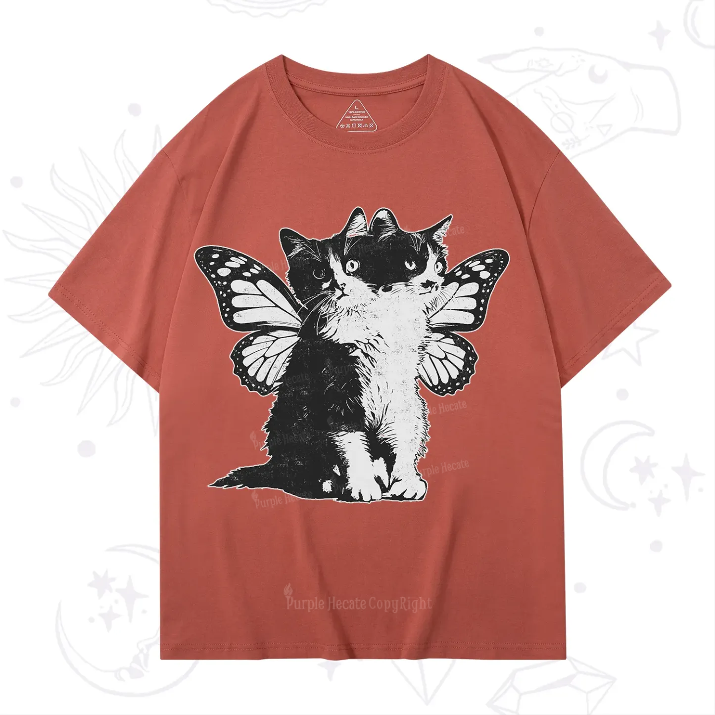 Purplehecate Mystery Butterfly Cat T-Shirt