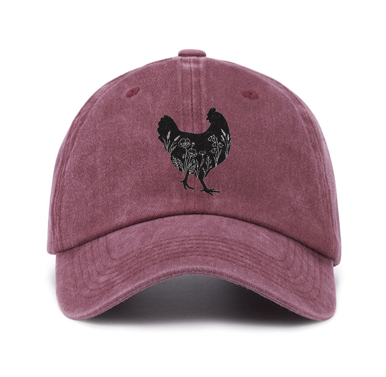 Purplehecate Floral Chicken Baseball Cap