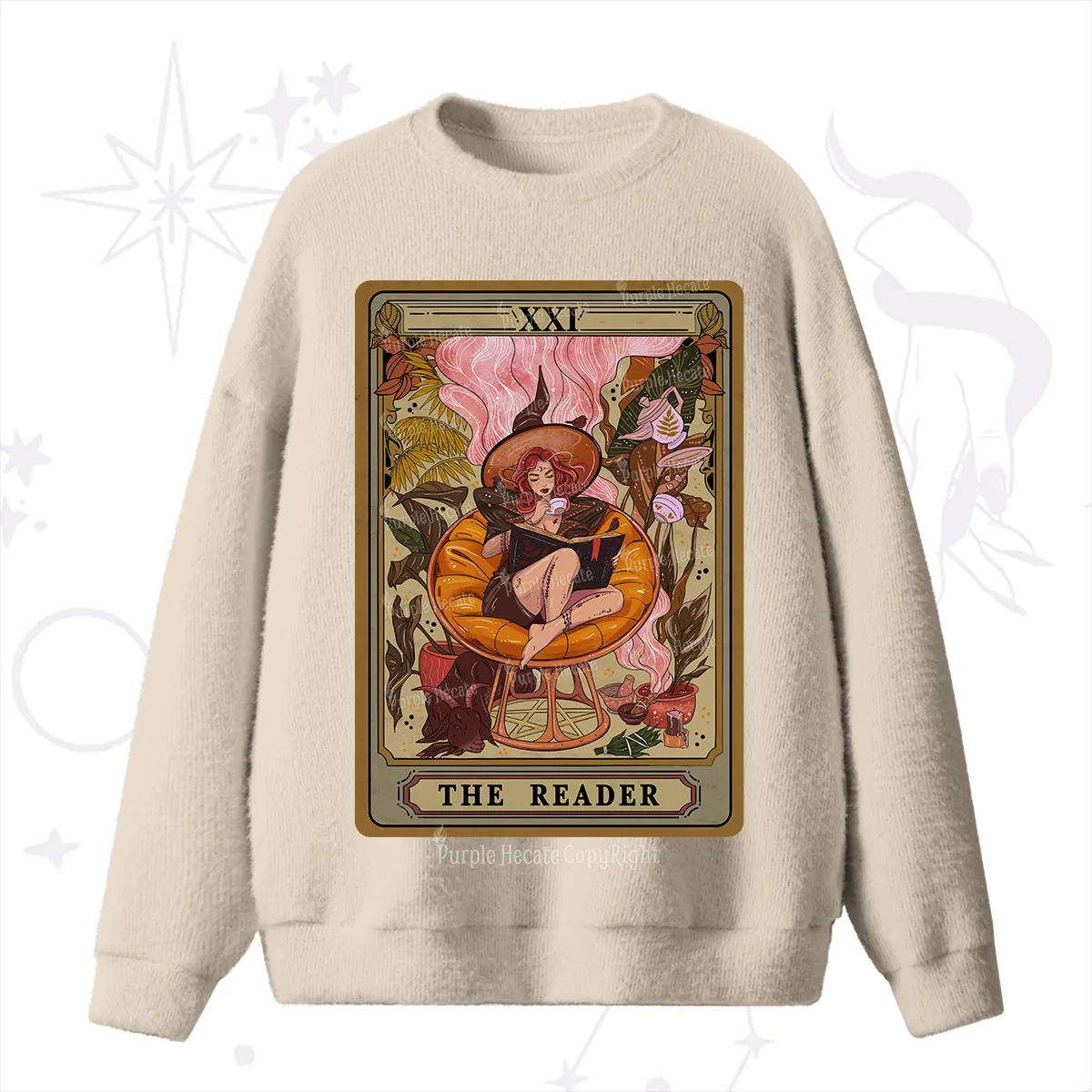 Purplehecate The Reader Tarot Card Fuzzy Ugly Sweater