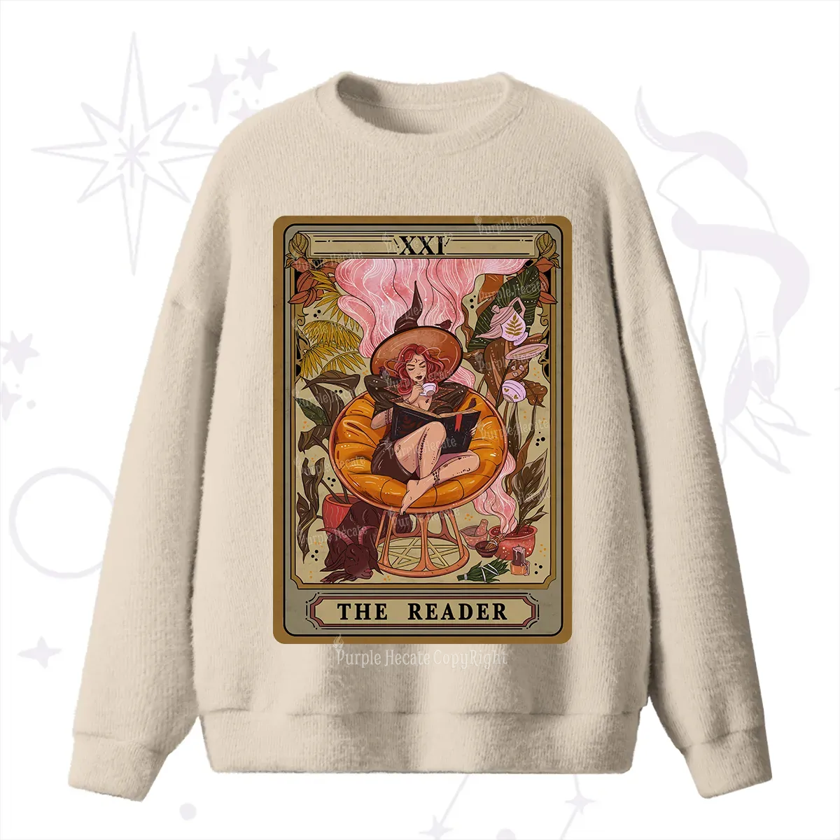 Purplehecate The Reader Tarot Card Fuzzy Ugly Sweater