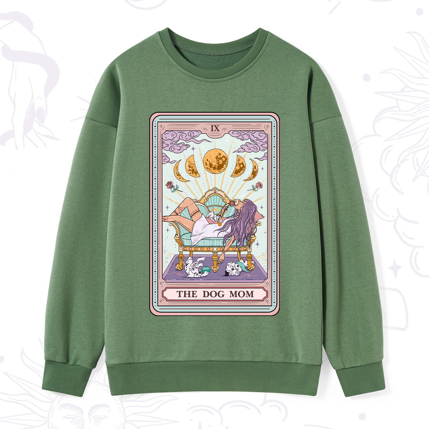Purplehecate The Dog Mom Tarot Card Sweatshirt