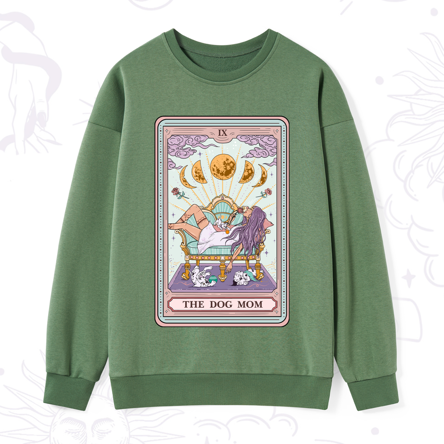 Purplehecate The Dog Mom Tarot Card Sweatshirt