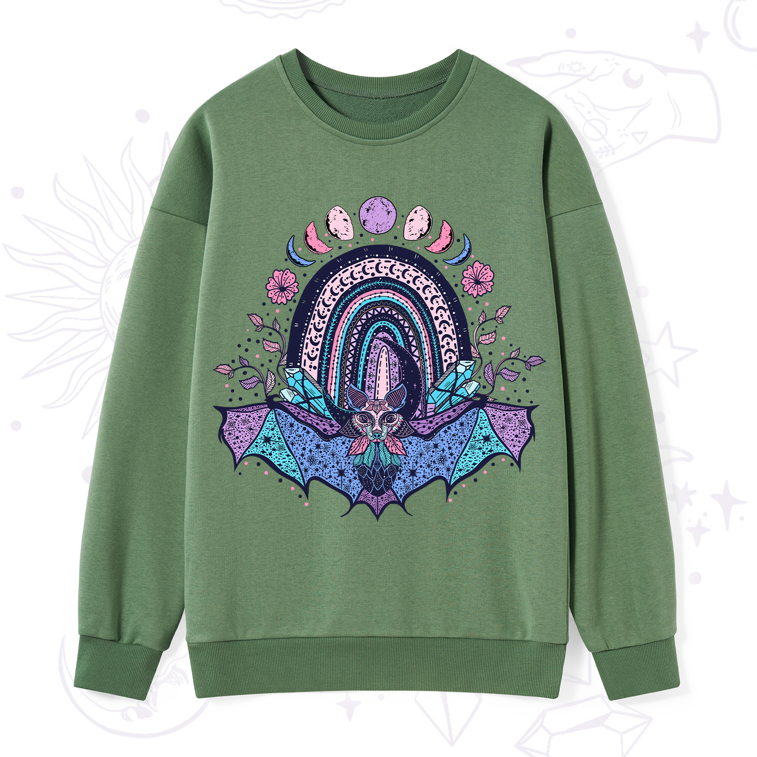 Purplehecate Moon Phase Bat Sweatshirt