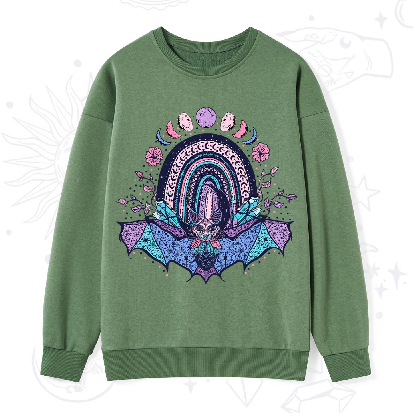Purplehecate Moon Phase Bat Sweatshirt