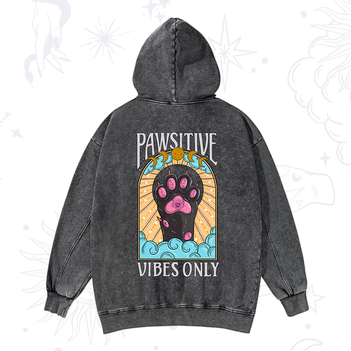 Purplehecate Pawsitive Vibes Only Washed Hoodie