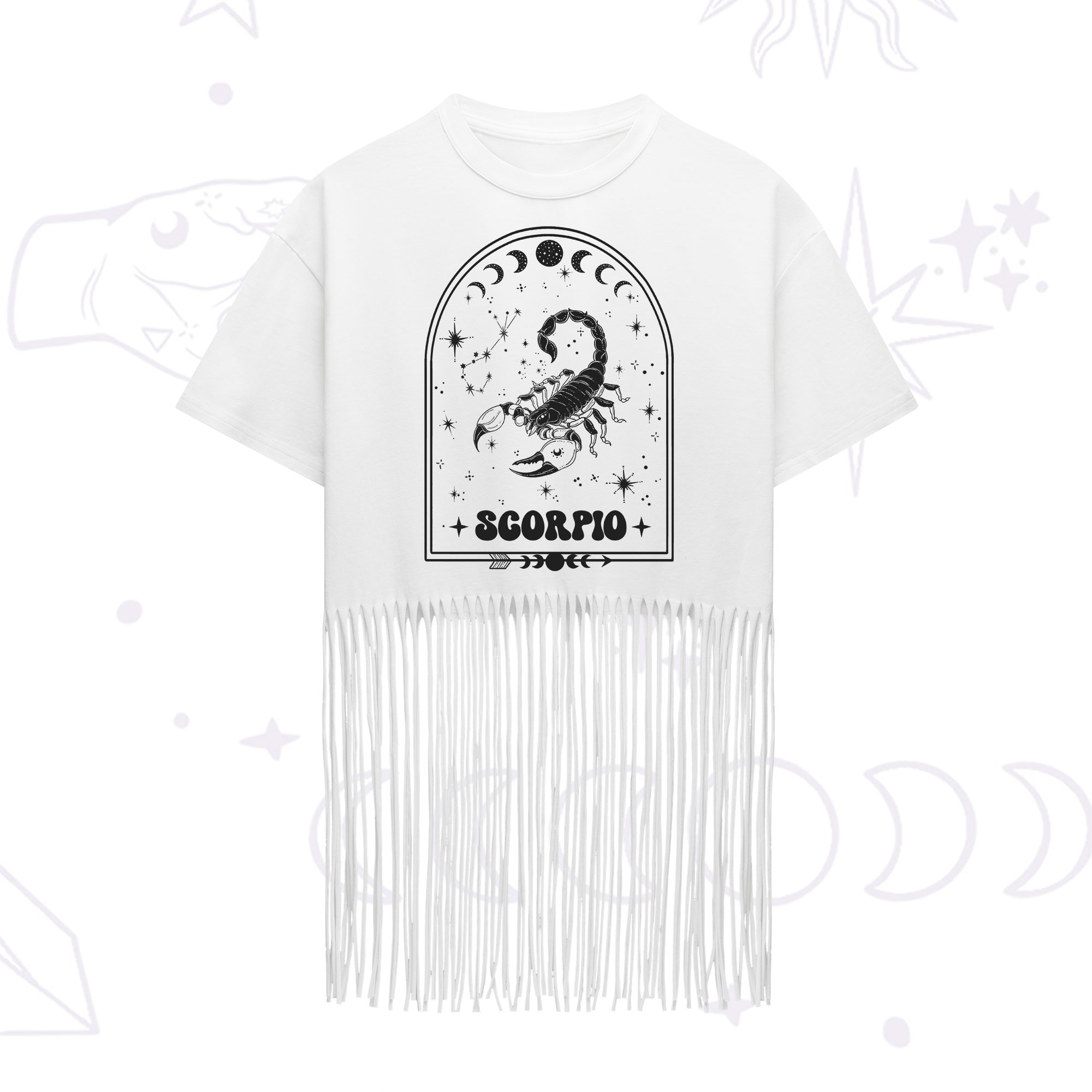 Purplehecate Zodiac Scorpio Under the Stars Fringe Hem T-Shirt
